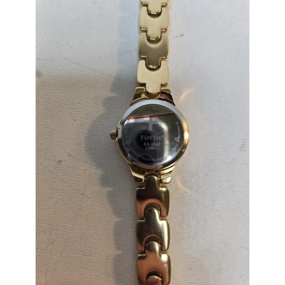 Fossil F2 Watch Women Gold Tone Silver Dial Water Resistant ES-8861 NEW